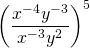 \left(\dfrac{x^{-4}y^{-3}}{x^{-3}y^2}\right)^5