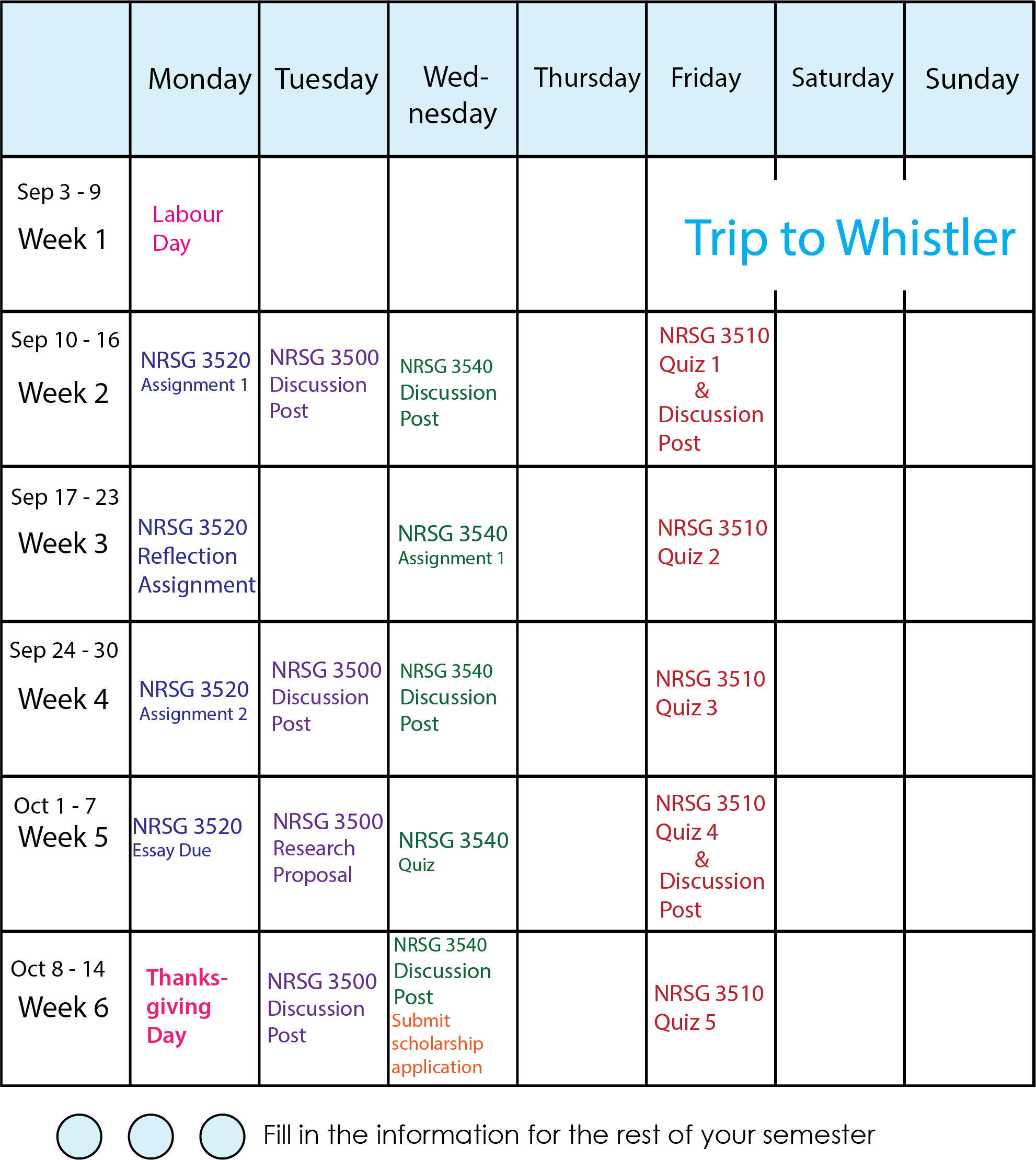 Create a Semester Schedule Learning to Learn Online