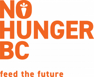 "No Hunger BC" all capitalized, orange in colour and on the bottom of the logo it has "feed the future" as the tagline.