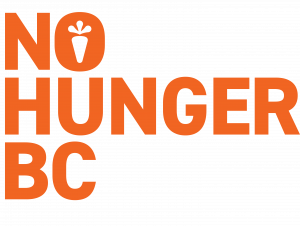 No Hunger BC logo. The name is in big orange block letters with a carrot cut out of the O in No.