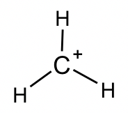 Carbon with a positive charge has a bond pair with each of the surrounding three hydrogen atoms