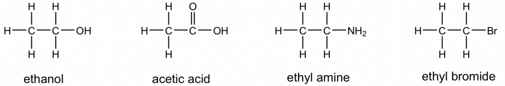 Ethanol has 2 carbon atoms 6 hydrogen atoms and one oxygen atom