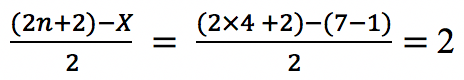 (2n+2)-X/2 = (2x4+2)-(7-1)/2 = 2
