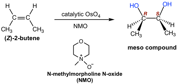 (z)-2-butene in the presence of catalytic OsO4 or NMO produces meso compund