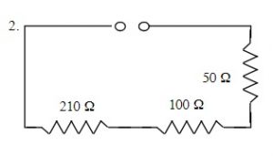 Solve the resistors of 210 Ω, 100 Ω, and 50 Ω