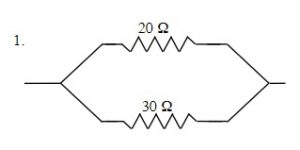 Total resistance of a resistor in parallel at 20Ω and 30Ω