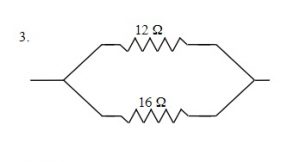 Total resistance of parallel resistors of 12 Ω and 16 Ω