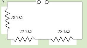 Total resistance of 28 kΩ, 22 kΩ, and 28 kΩ