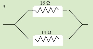 Total resistance of each circuit at 16 Ω, and 14 Ω