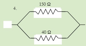 Total resistance of each resistor at 150 Ω, and 40 Ω