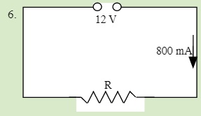 Solve where the voltage source is 12 V and the flow of electrical current is 800mA