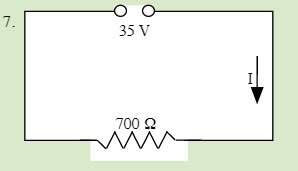Solve where the electrical resistor is 700 and the voltage source is 35V