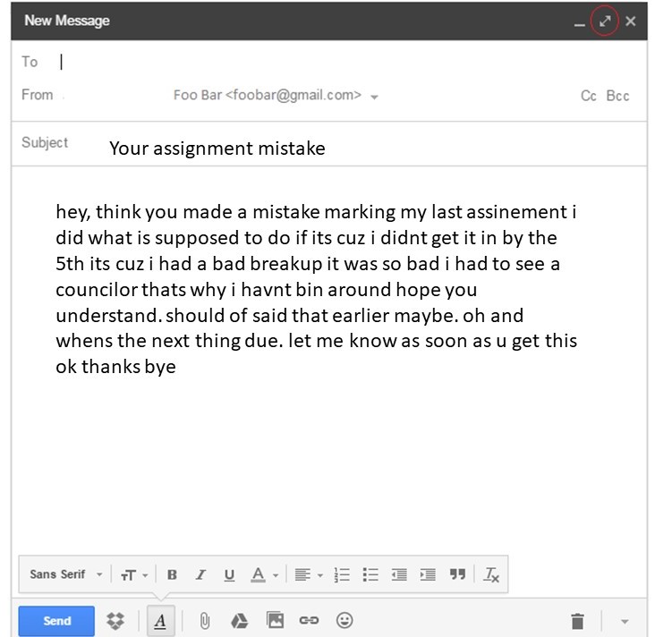 business email writing assignment
