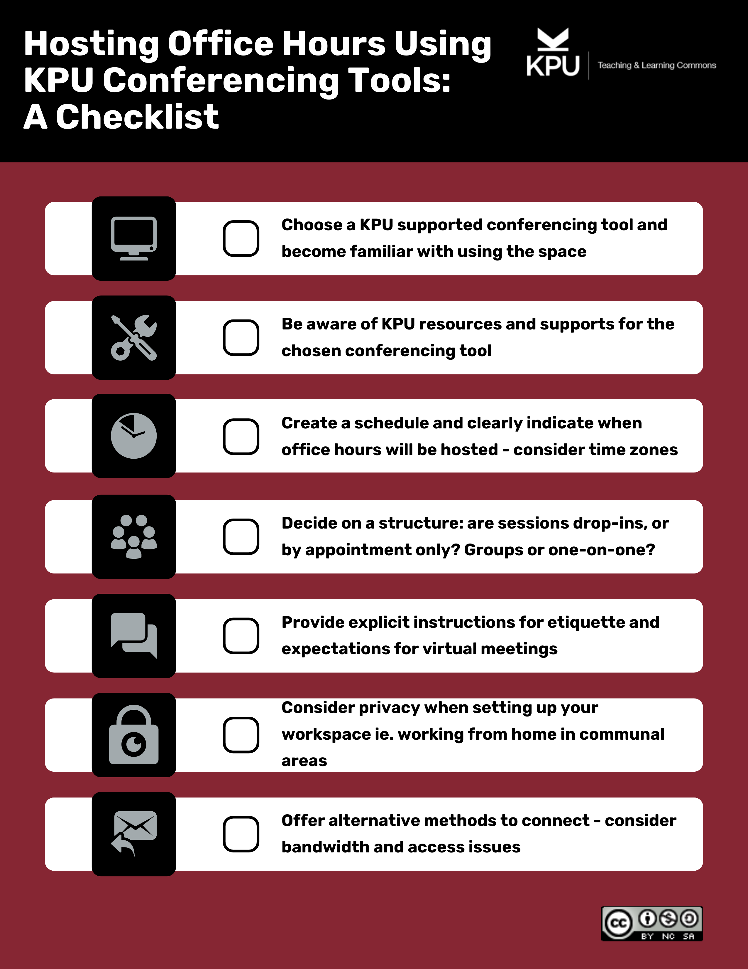 Infographic checklist for teachers to use when hosting virtual office hours