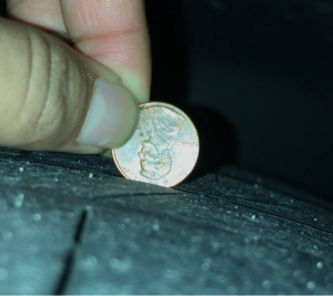 Penny test on a tire