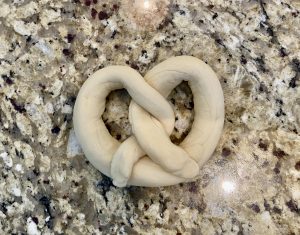 Twisted pretzel unbaked