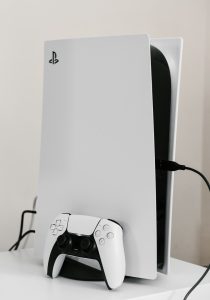 Image of a gaming system with remote.