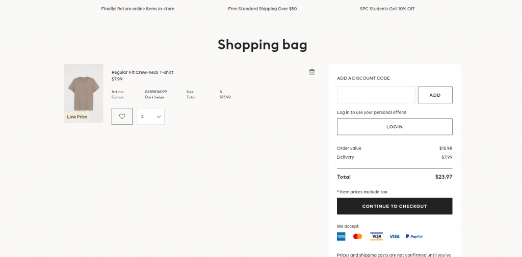 Shopping bag of online store