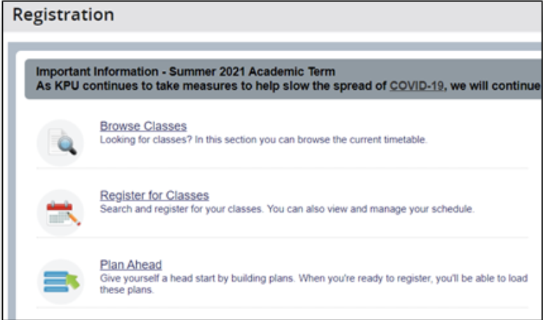 Screenshot of the KPU registration page