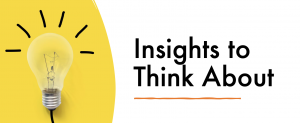 Image of yellow light bulb, next to the words "insights to think about"