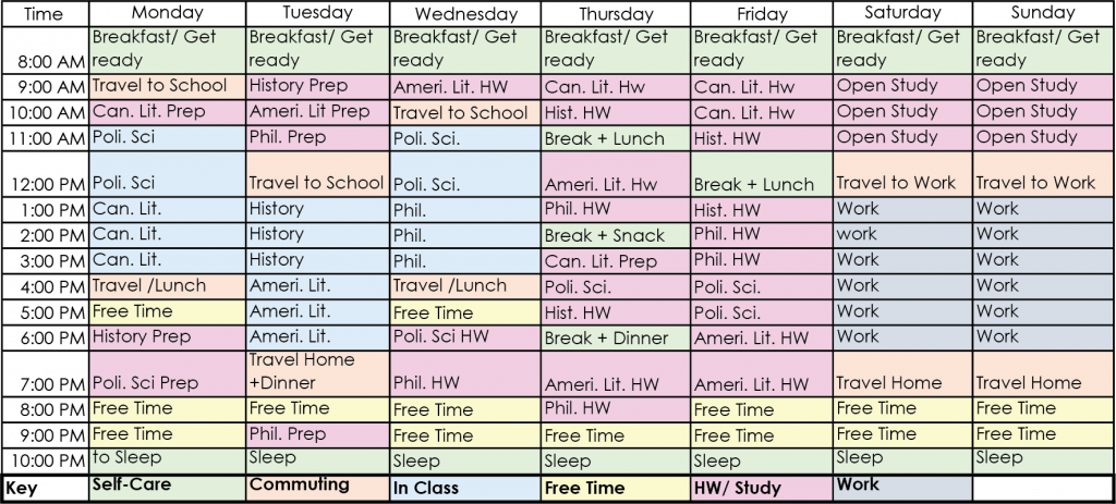 class schedule time table creator