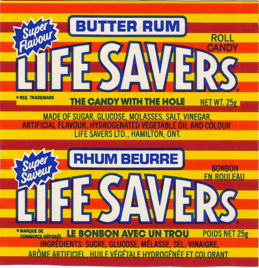 Life Savers candy wrapper.