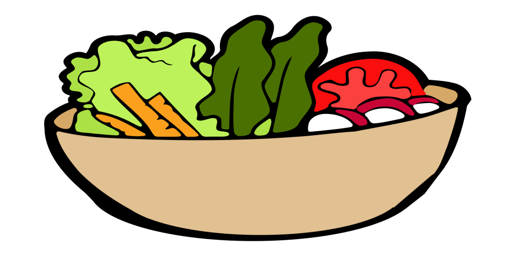 A drawing of a bowl of salad.