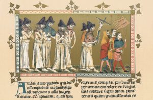 Illustration of a procession of Flagellants in the Netherlands, ca, 1350