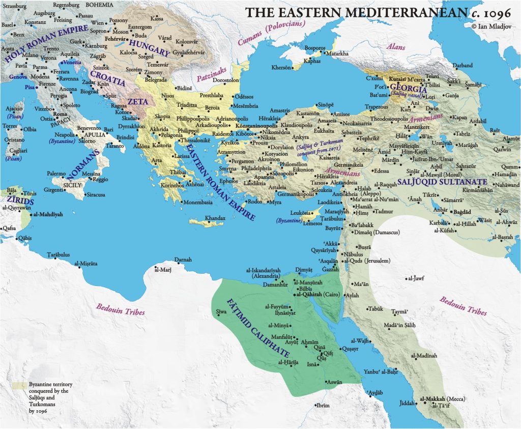A map of the eastern Mediterranean in 1096 CE