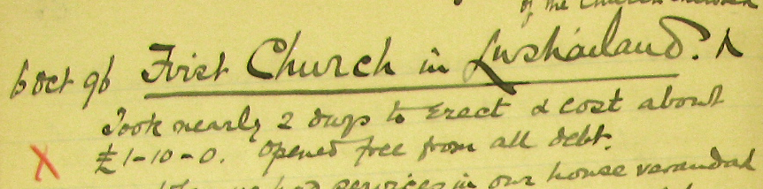 An entry from Lorrain's Logbook, with a red pencil X marked next to the entry written in black ink