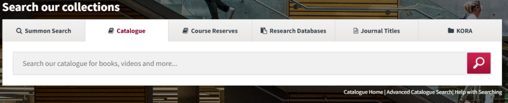 Website screengrab of KPU Catalogue Search