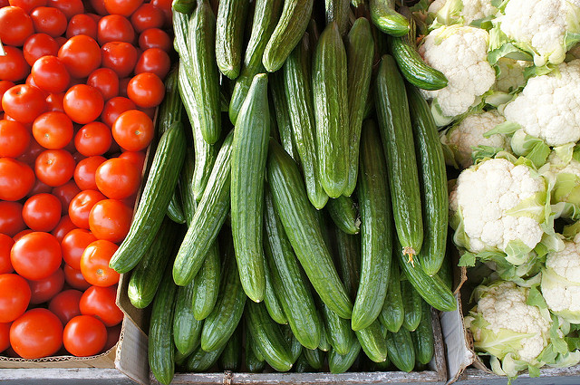 Tomatoes, Cucumbers, and Cauliflower