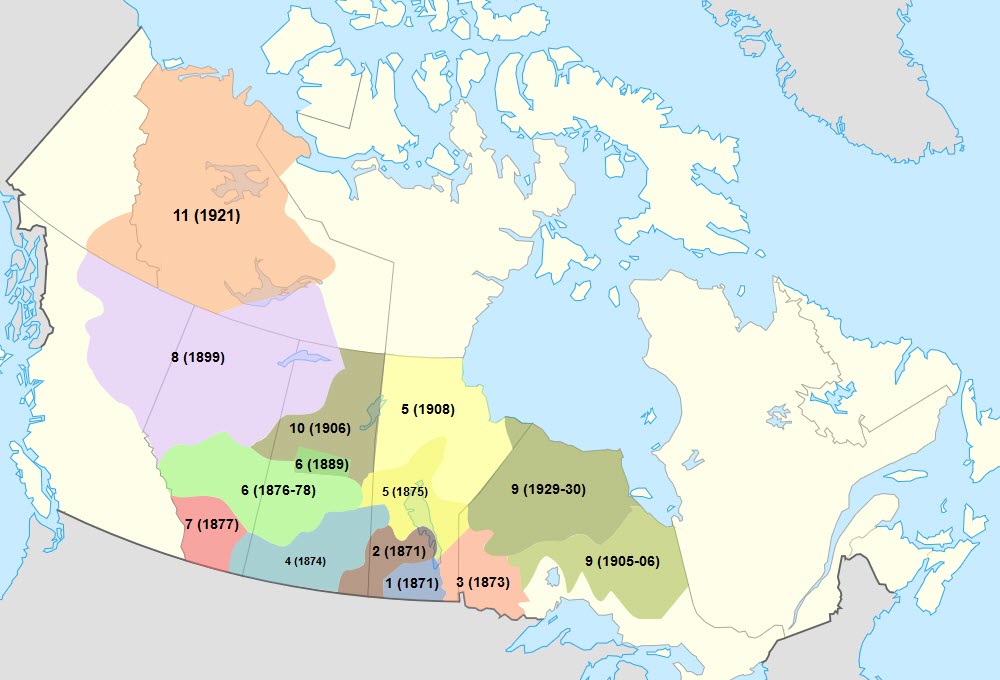 This map shows the Canadian Treaties including Treaty 7